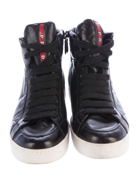 platform prada sneakers women|prada leather high top sneakers.